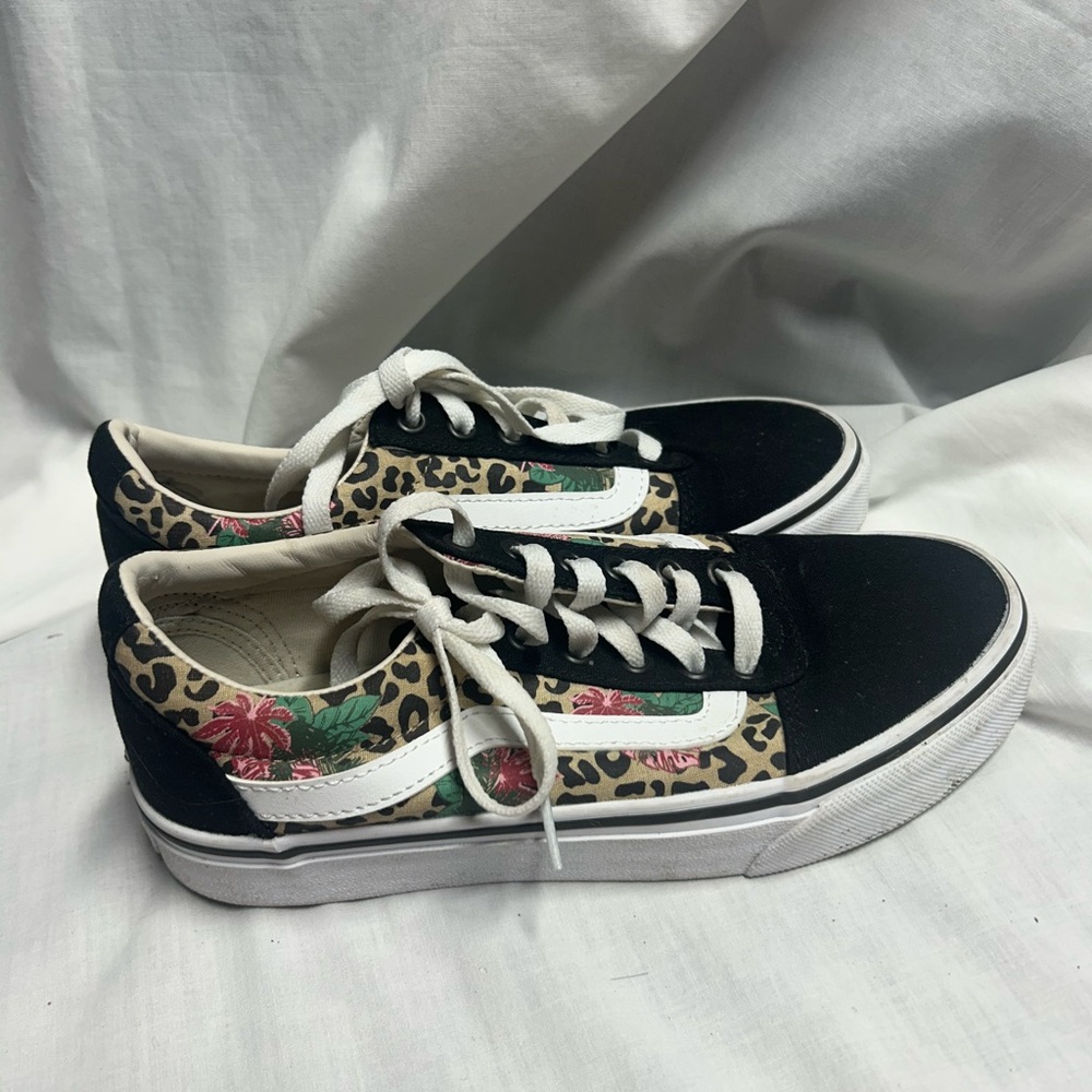 Vans Women's Old Skool Ward Cheetah Tropical Floral Print Shoes Size 6.5 - Picture 3 of 10